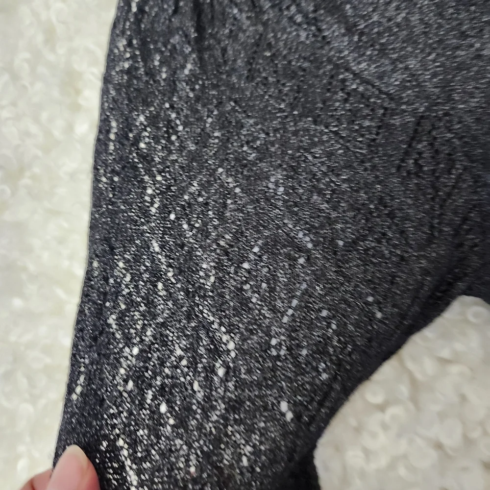 ⭐ HOST PICK⭐ Anthropologie L Metallic V-Neck Twofer Sweater Black Woven Sleeve - Picture 7 of 15